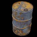 Rusted Metal Barrel As Industrial Storage Container With Worn Surface Rust Patches And Holes
