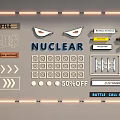 Modern Neon Decorative Lights Featuring Nuclear Themed Banner Geometric Patterns And Arrows 3d model