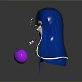 Anime Blue Haired Character With Purple Eyes Floating Sparkles And Purple Orb