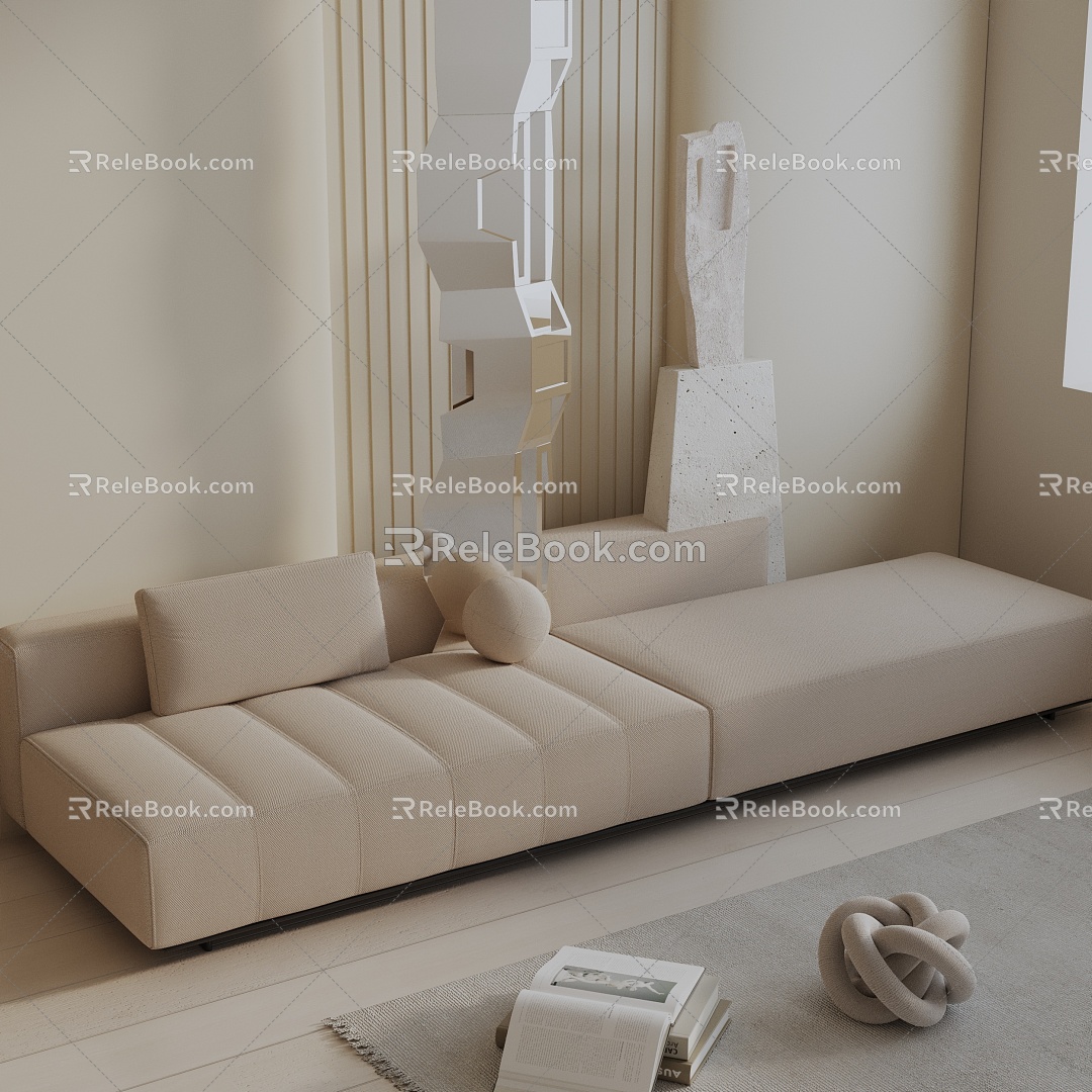 Three-seat sofa 3d model