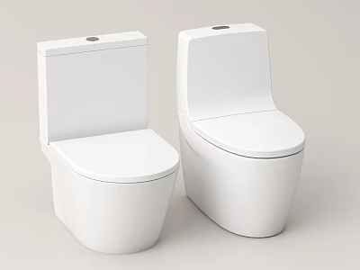 Modern White Toilets With Sleek Design And Different Styles For Bathroom 3d model
