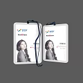 Two White ID Badges With NewTech Logo Portrait Photo And Blue Lanyard