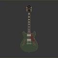 Green Electric Guitar With Wooden Neck And Red Accent As Daily Life Product