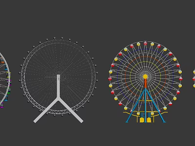 Colorful Ferris Wheel Amusement Ride With Colorful Cabins And Steel Structure 3d model