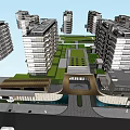 Modern Entrance Gate With Canopy And Landscaped Trees Near High Rise Building