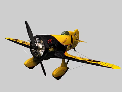 Yellow Commercial Passenger Airplane With Propeller And Exterior Wing Details 3d model