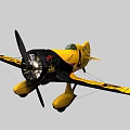 Yellow Commercial Passenger Airplane With Propeller And Exterior Wing Details