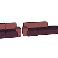 Modern Modular Sofa Set With Pink And Purple Fabric Sections For Contemporary Living Space