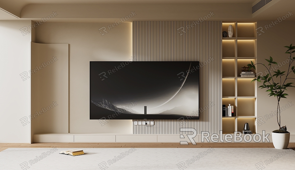 Modern TV Background Wall Cream Style TV Background Wall TV Cabinet TV model