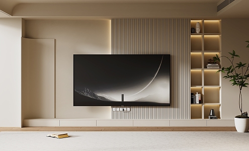 Modern TV Background Wall Cream Style TV Background Wall TV Cabinet TV 3d model