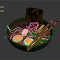 Delicious Ramen Bowl With Soft Boiled Eggs Nori Noodles And Chopsticks