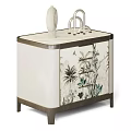 Modern Stylish Bedside Tables With Decorative Patterns Drawers And Metal Frames 3d model