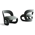 Modern Single Sofa With Curved Armrest Black Frame And Gray Cushion 3d model