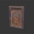Antique Rusty Metal Door With Grille Design And Weathered Surface Texture
