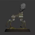 Mechanical Character And Creature Model With Four Legs Smoke On Grass Base 3d model