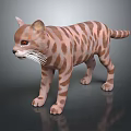 3D Model of a Cat With Brown White Stripes Red Eyes and Standing Pose