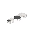 Round Modern Dining Tables With Metal Frames And Marble Tops In Black And Gold