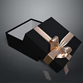 Open Black Gift Box With Shiny Gold Ribbon Bow For Daily Use
