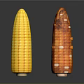 Fresh Bright Yellow and Orange Corn Cobs on Dark Reflective Surface