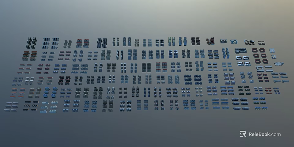 Aerial Planning Perspective of Urban Layout with Organized Building Models Arrangement 3d model 