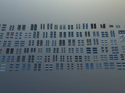 Aerial Planning Perspective of Urban Layout with Organized Building Models Arrangement 3d model