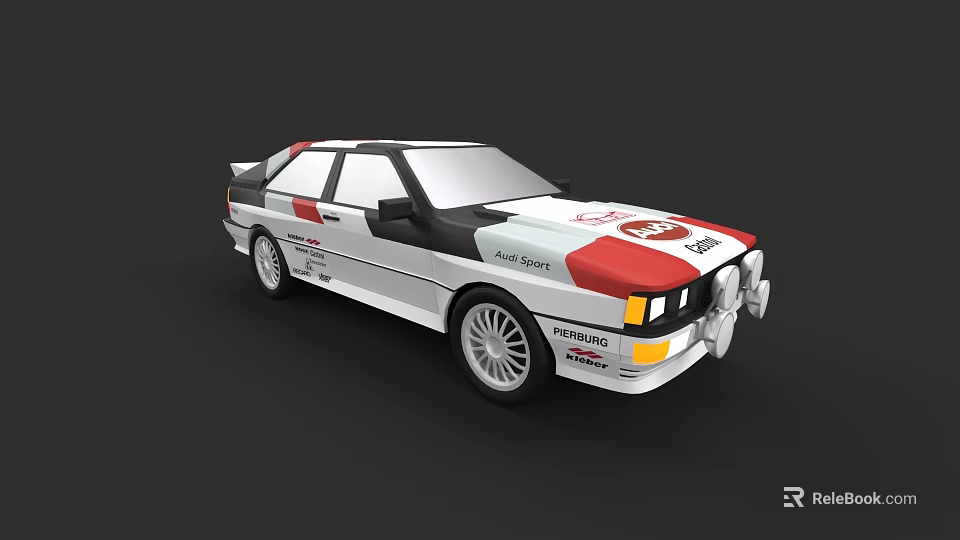 Alfa Romeo Racing Style Car With Red White Black Color Sporty Wheels And Sponsor Logos 3d model 