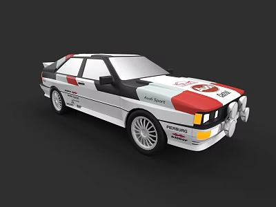 Alfa Romeo Racing Style Car With Red White Black Color Sporty Wheels And Sponsor Logos 3d model