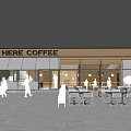 Modern Cafe Exterior With Glass Windows Outdoor Seating And Bright Atmosphere