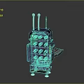 Weapon Dispensing Purple Machine Featuring Green Antennae Multiple Circular Slots And PUSH Button