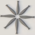 Fish Shaped Wall Decor With Various Colors Patterns In Circular Arrangement