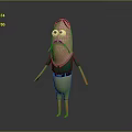 Cartoon Character With Pink Body Beard Wearing Green Shirt Yellow Shorts And Sunglasses