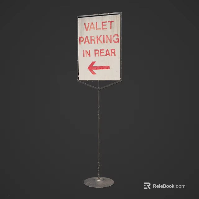 Valet Parking Information Billboard with Rear Location and Left Arrow Direction 3d model 
