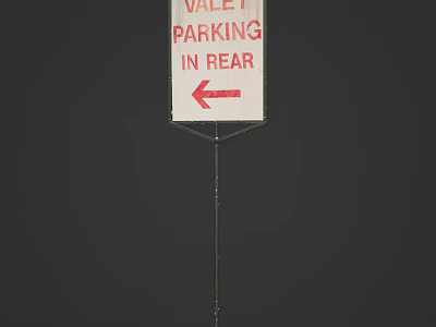 Valet Parking Information Billboard with Rear Location and Left Arrow Direction 3d model