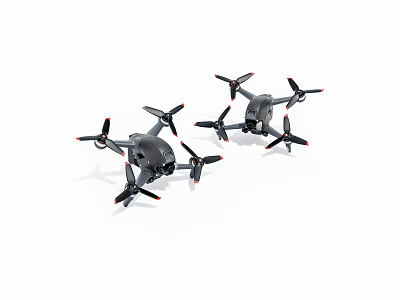 Two Black Quadcopter Drones With Four Propellers And Sleek Design 3d model