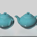 Elegant Light Blue Ceramic Teapots With Round Design For Home Use 3d model