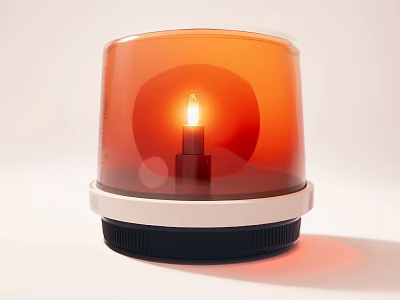 Orange Transparent Cover Lightbox With Lit Bulb And White Black Base 3d model