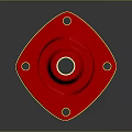 Red Square Hardware Tool with Central Silver Hole and Four Corner Holes