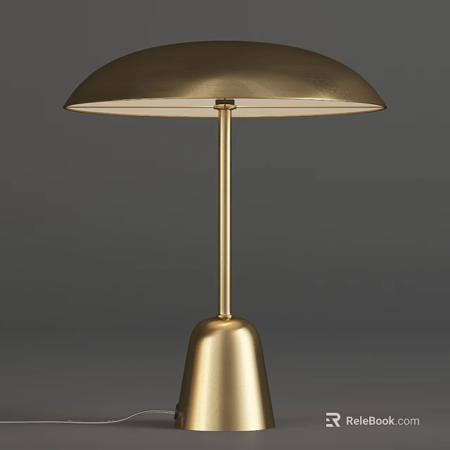 Gold Modern Table Lamp With Sleek Metal Base And Dome Shade Design 3d model 