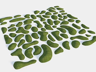 Creative Garden Landscape Design With Irregular Shaped Green Lawns And Lush Vegetation 3d model