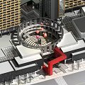 Modern High Rise Residential Building Complex With Glass Curtain Walls And Pedestrian Area