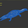 3D Rendered Fantasy Animal with Yellow Purple Scaled Body Open Mouth and Pink Claws