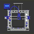 Desktop Computer Controlled 3D Printer with Blue Digital Control Panel and Metal Frame 3d model