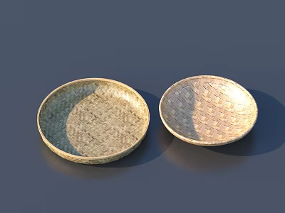 Set Of Two Woven Round Trays For Home Decor And Daily Use 3d model