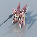 Pink Chibi Style Sci Fi Mecha Game and Movie Character With Wings And Long Spear