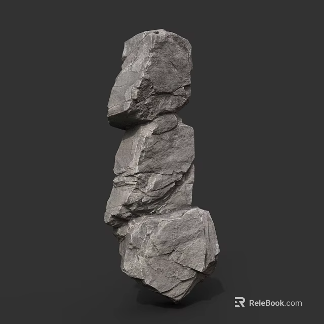 Natural Stacked Stone Formation With Rough Textured Rock Layers In Outdoor Scene 3d model 