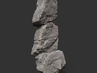 Natural Stacked Stone Formation With Rough Textured Rock Layers In Outdoor Scene 3d model