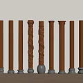 New Chinese Style Column Log Column Pier Decorative Column Carved 3d model
