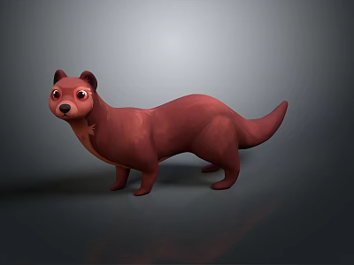 Red Reptile 3D Model in Standing Pose with Gray Background and Shiny Texture 3d model