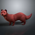 Red Reptile 3D Model in Standing Pose with Gray Background and Shiny Texture