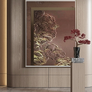 New Chinese Style Decorative Painting Hanging Painting Long Strip Decorative Painting Hallway Decorative Painting Headlight 3d model